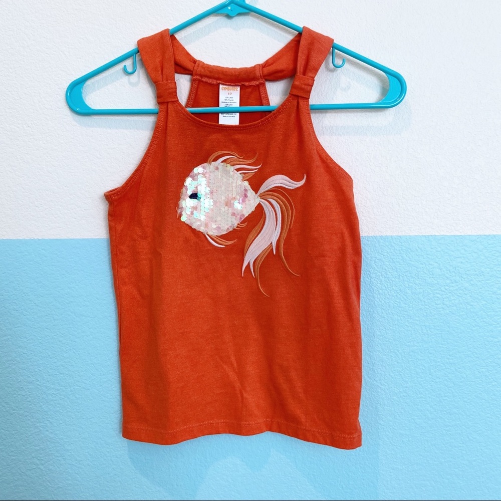 GYMBOREE Orange Sequin Fish Embroidered Tank